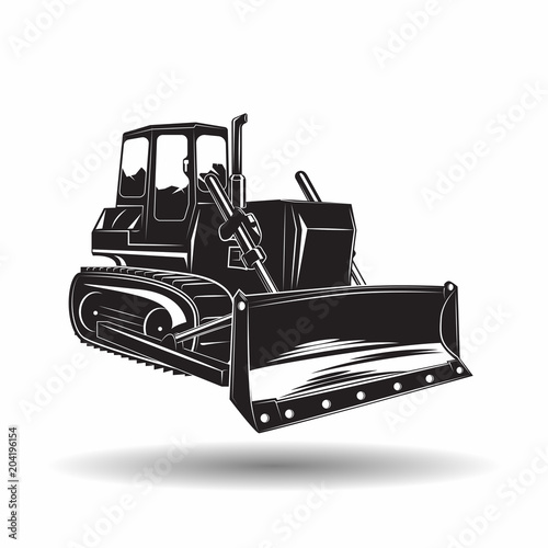 monochrome bulldozer icon photo
