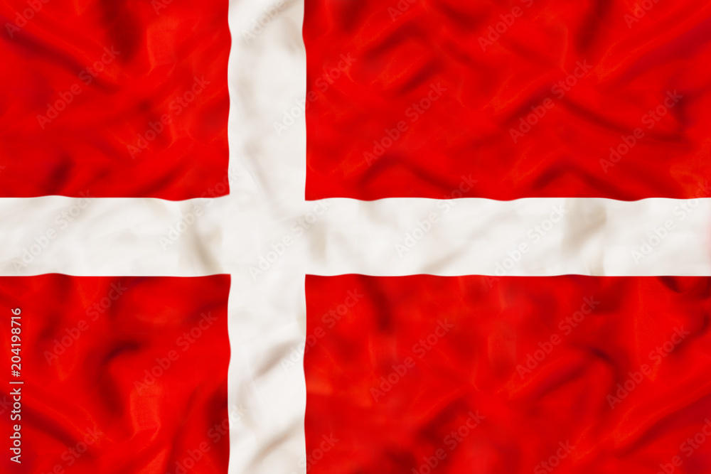 Denmark national flag with waving fabric Denmark national flag with waving fabric