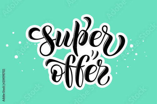 Drawn art vector calligraphy logotype super offer for women internet site of clothes, blog icon, advertisement of promotion, modern concept for poster, card, design,template for girlie beauty web page