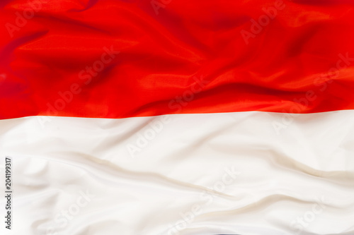 Poland national flag with waving fabric 