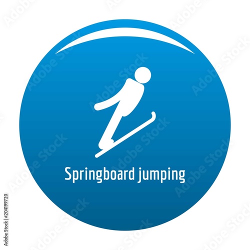Springboard jumping icon. Simple illustration of springboard jumping vector icon for any design blue