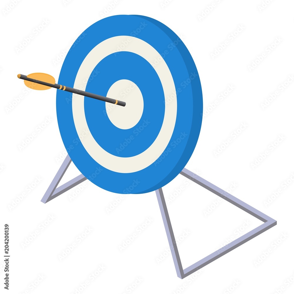 Blue white target icon. Isometric of blue white target vector icon for web design isolated on white background Blue white target icon. Isometric of blue white target vector icon for web design isolated on white background