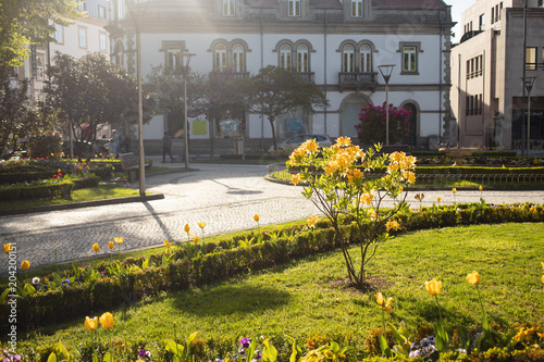 beautiful street in city Viseu, Portugal photo