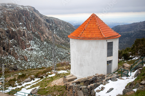 view on building in lake Lagoa do Covao do Curral photo