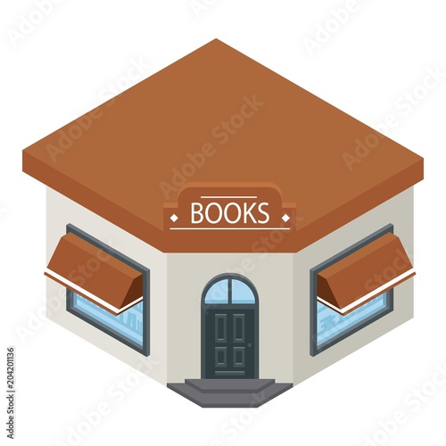 Books shop building icon. Isometric of books shop building vector icon for web design isolated on white background