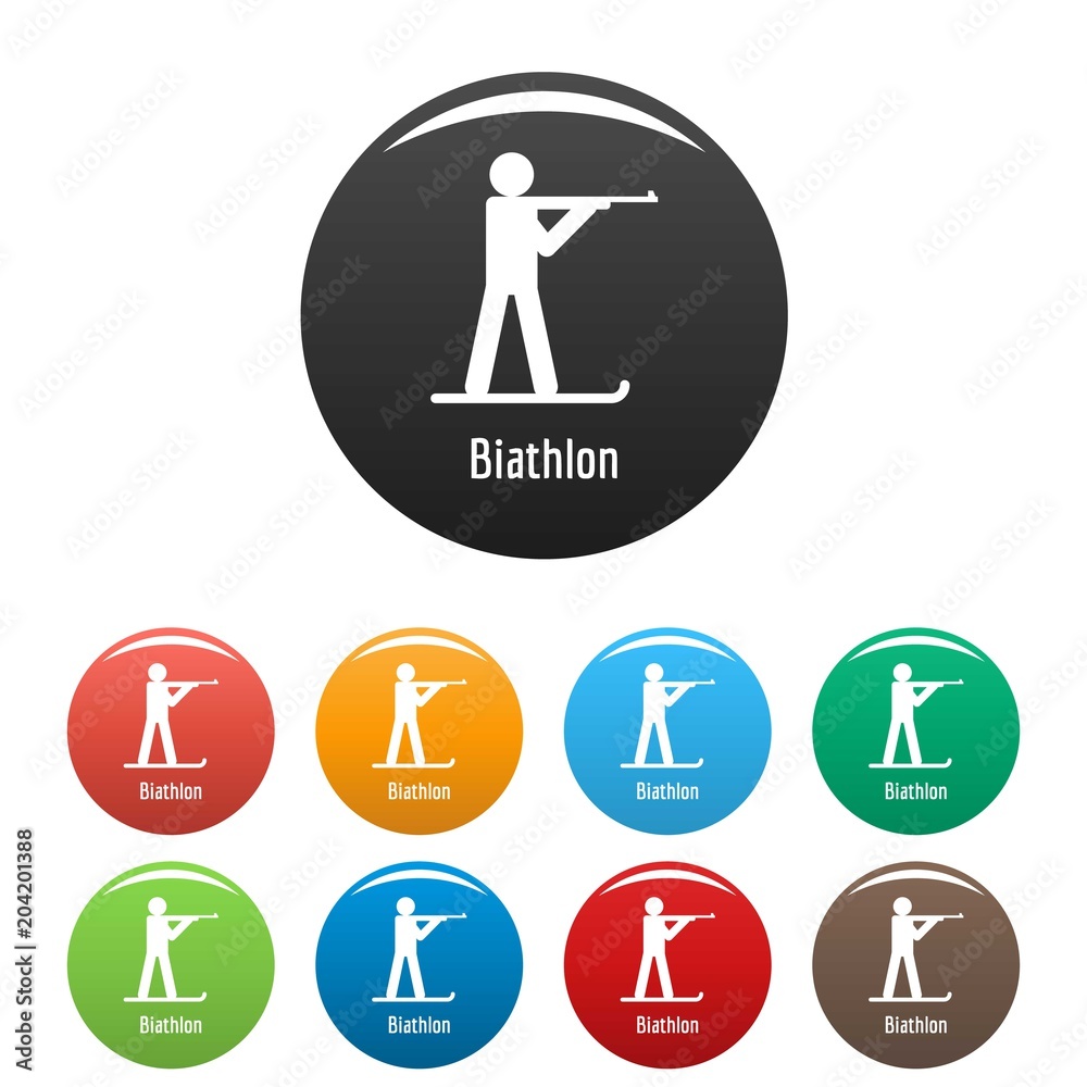 Biathlon icon. Simple illustration of biathlon vector icons set color isolated on white