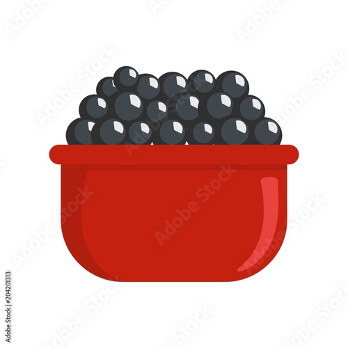 Black caviar icon. Flat illustration of black caviar vector icon for web