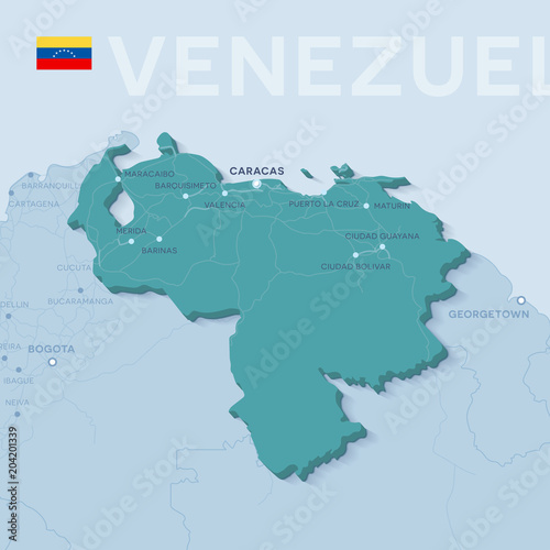 Verctor Map of cities and roads in Venezuela.