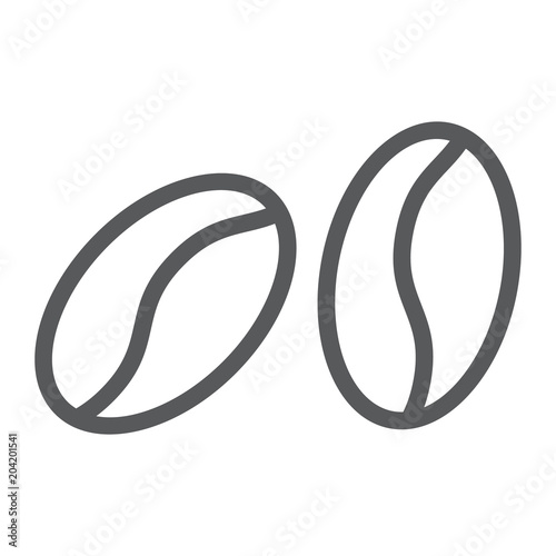 Coffee beans line icon, coffee and cafe, arabic sign vector graphics, a linear pattern on a white background, eps 10.