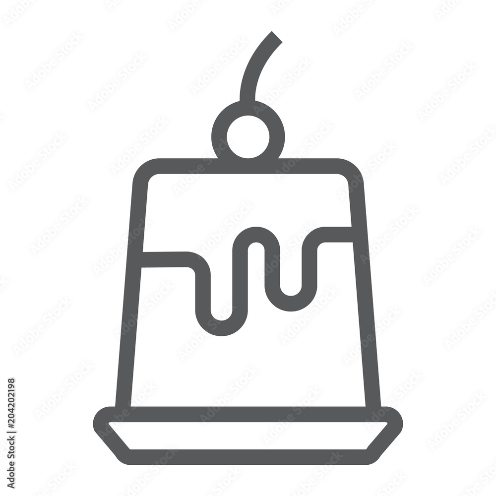 Pudding jelly line icon, sweet and tasty, dessert sign vector graphics, a linear pattern on a white background, eps 10.