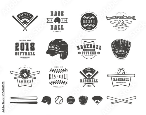 Emblems and badges set of baseball team
