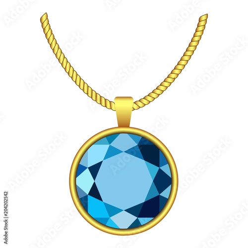 Aquamarine necklace icon. Realistic illustration of aquamarine necklace vector icon for web design isolated on white background