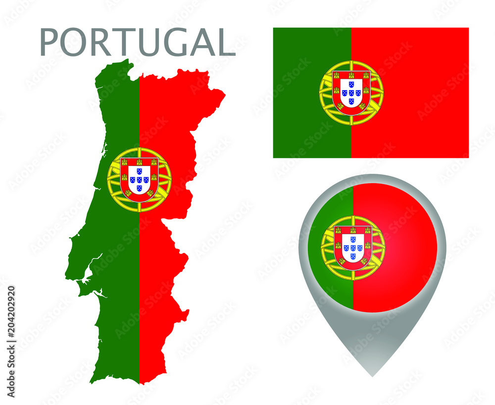 Portugal map city color of country flag. 12177283 PNG