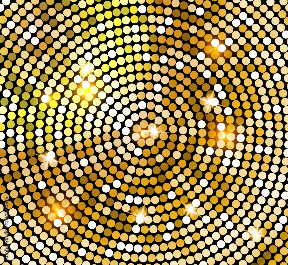 Golden shiny mosaic in disco ball style. Vector gold disco lights background.  Abstract background. Stock Vector | Adobe Stock