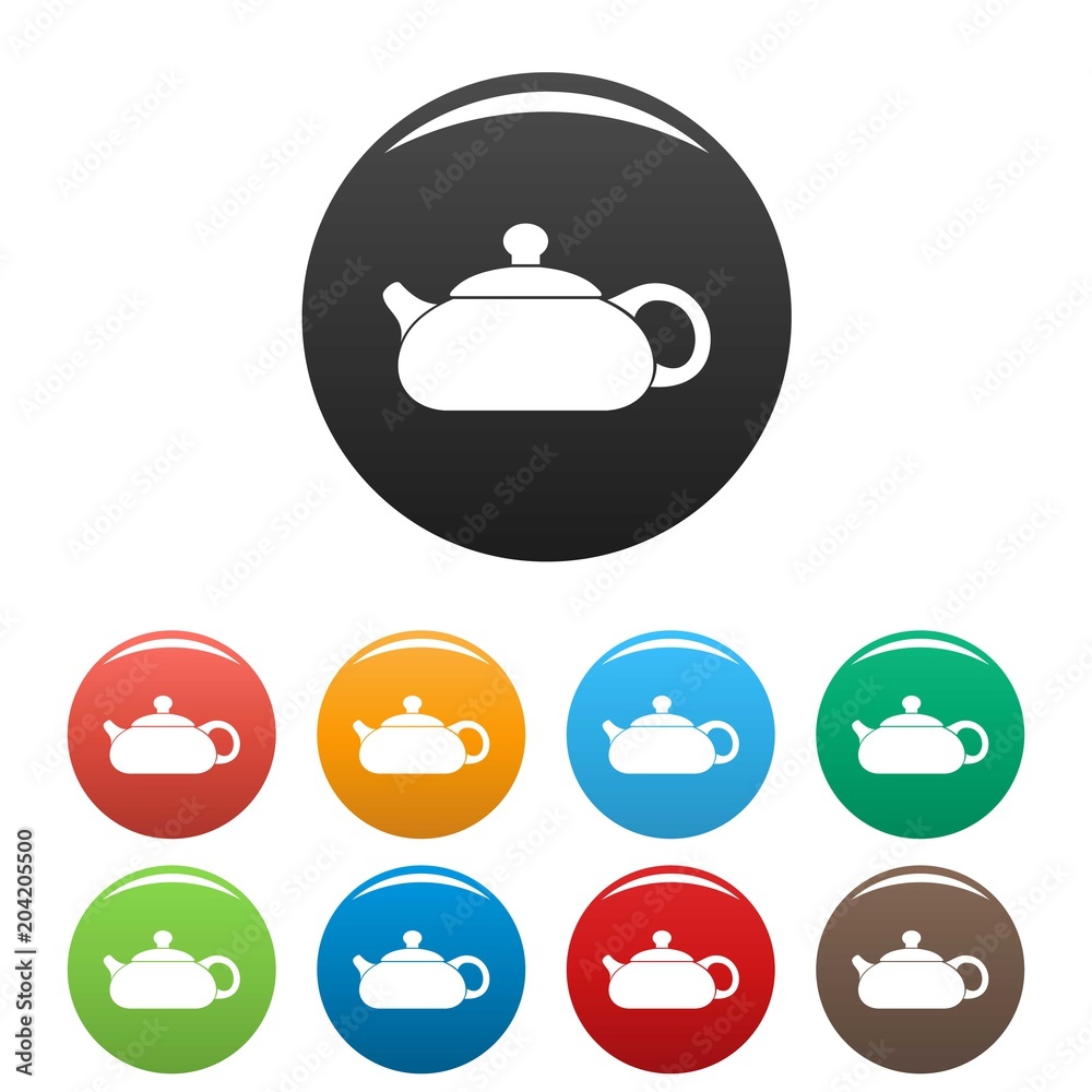 Teapot icon. Simple illustration of teapot vector icons set color isolated on white Teapot icon. Simple illustration of teapot vector icons set color isolated on white