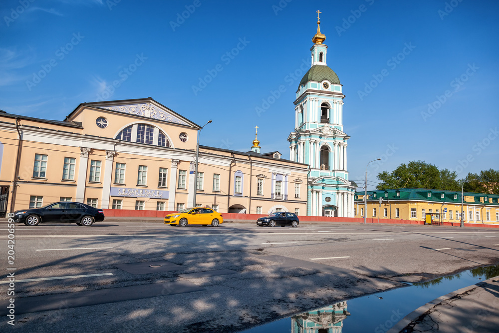Beautiful city summer landscape, the capital of Russia Moscow, the historic city center, old buildings and the church