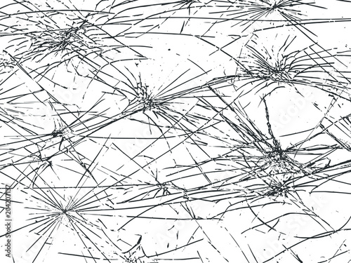 The broken glass.The cracks texture white and black. Vector background.Grunge.Abstract lines.