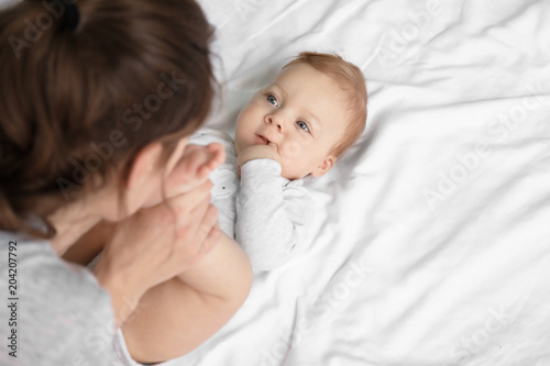 Young mother and her baby o...