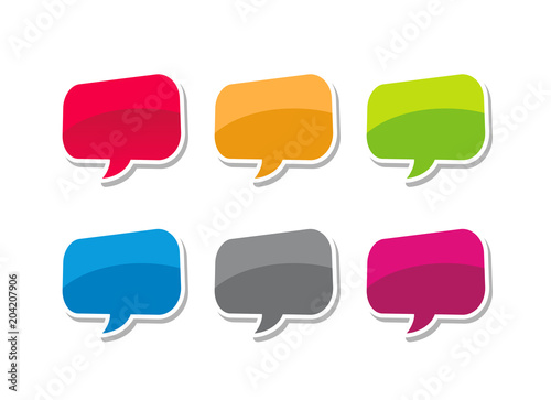 Speech bubble, colorfull bubble text vector illustration set
