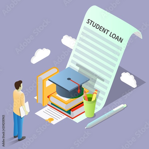 Student loan concept vector isometric illustration