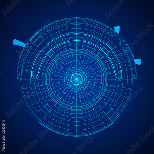 Robot vacuum cleaner wireframe low poly mesh vector illustration. Smart cleaning technology concept