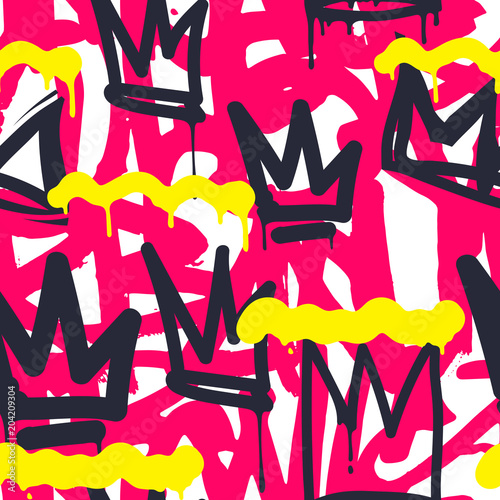 Vector graffiti seamless pattern with abstract colorful bright t