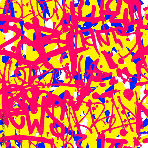 Vector graffiti seamless pattern with abstract colorful bright t