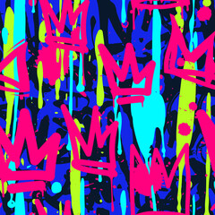 Acrylglasbilder Graffiti Vector graffiti seamless pattern with abstract colorful tags  © vanzyst