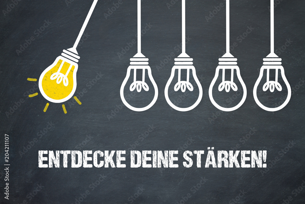 Fototapeta premium Entdecke deine Stärken! / Lampen / Konzept