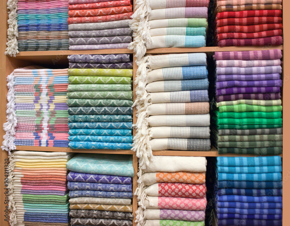 Colorful Turkish Bath Towels made of organic cotton, known as Hamam Pestemal