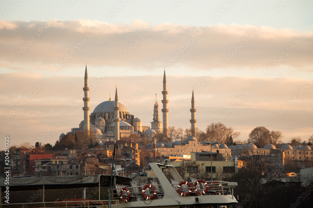 Naklejka premium Outer view of mosque in Ottoman architecture