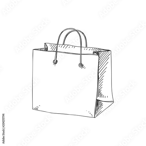 Beautiful vector hand drawn shopping bag Illustration
