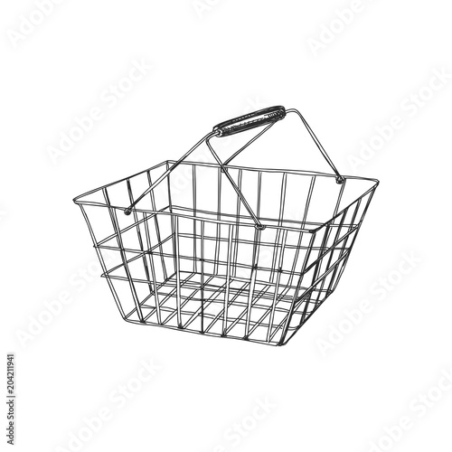 Beautiful vector hand drawn shopping basket Illustration