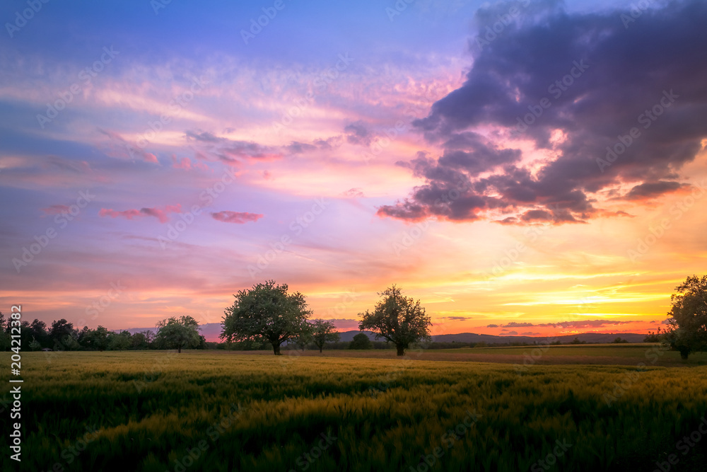 Colorful countryside sunet