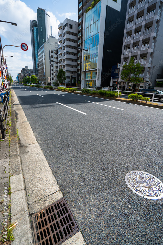 Naklejka premium 大阪 東中島 都市風景