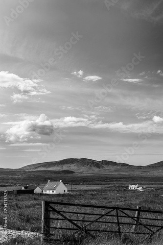 Autocolant Black and White Landscape and House