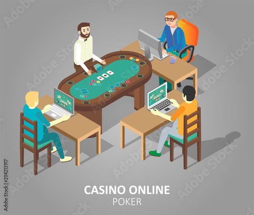 Casino online poker vector isometric illustration