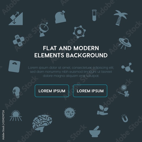 health, science, nature fill vector icons and elements background concept on dark background.Multipurpose use on websites, presentations, brochures and more