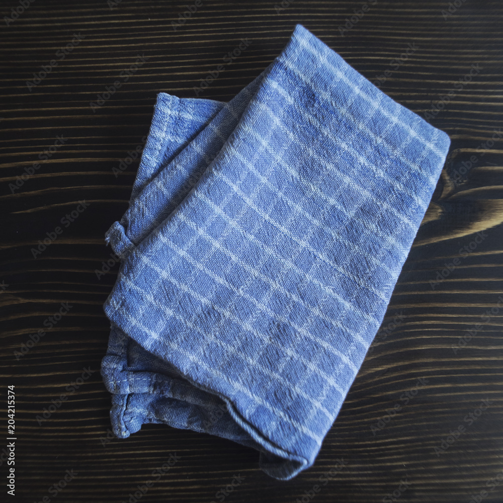 Blue and White Checked Towel. Blue and White Checked Towel.