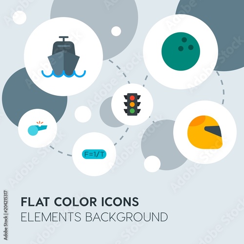 transports, science, sports flat vector icons and elements background with circle bubbles networks.Multipurpose use on websites, presentations, brochures and more