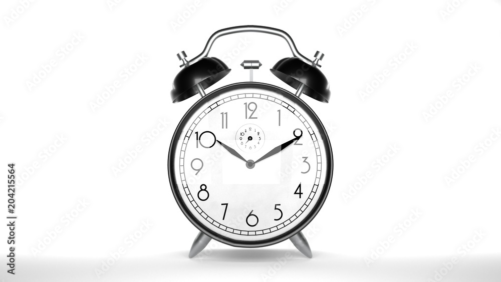 Alarm clock, white background, closeup, isolated Alarm clock, white background, closeup, isolated