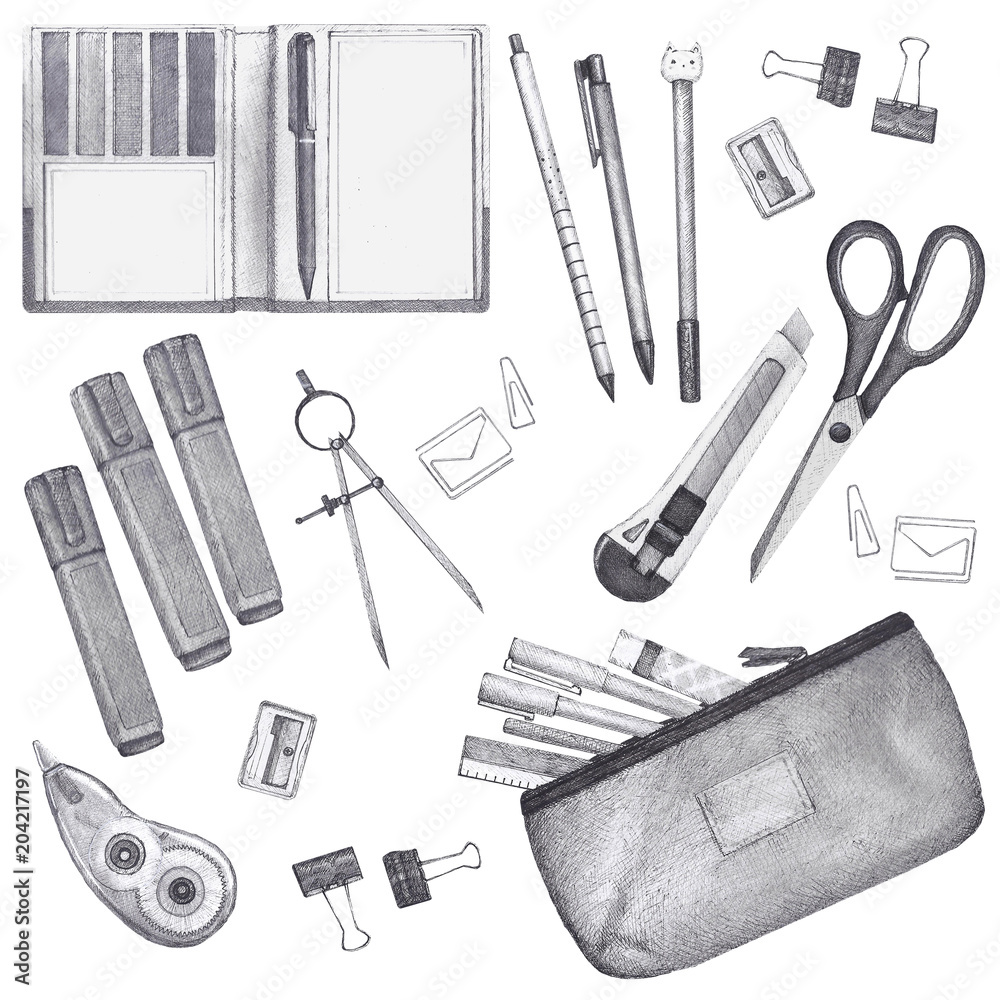 Obraz premium Hand drawn stationery set