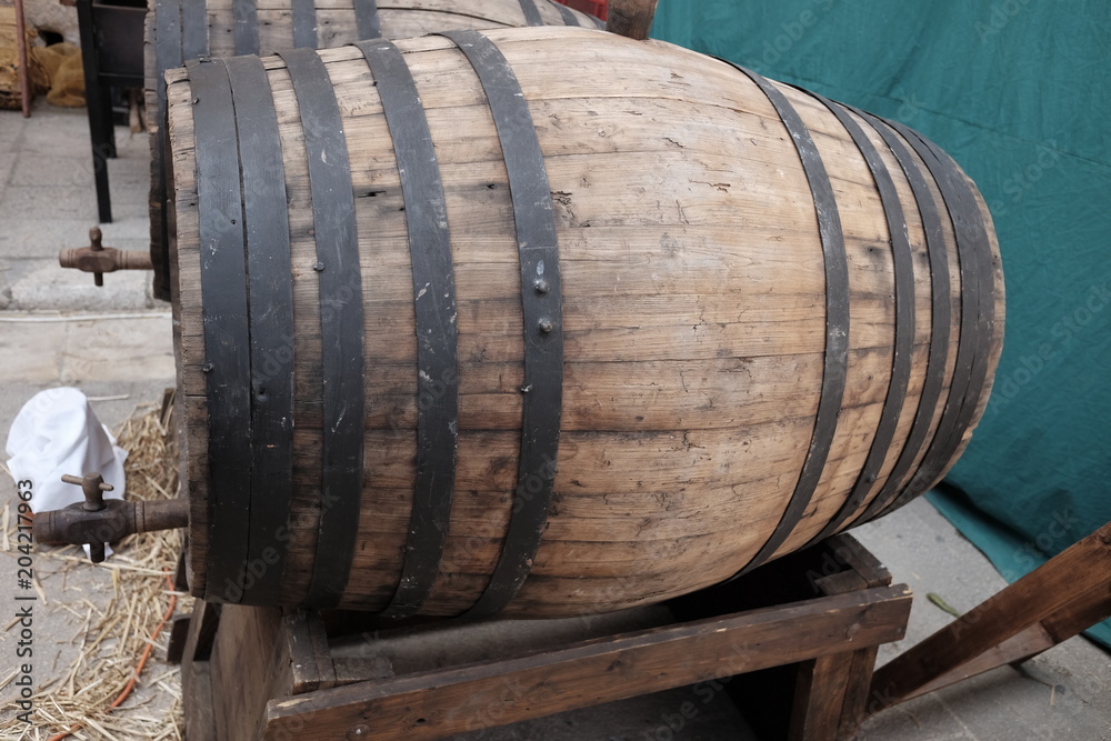 old oak barrel