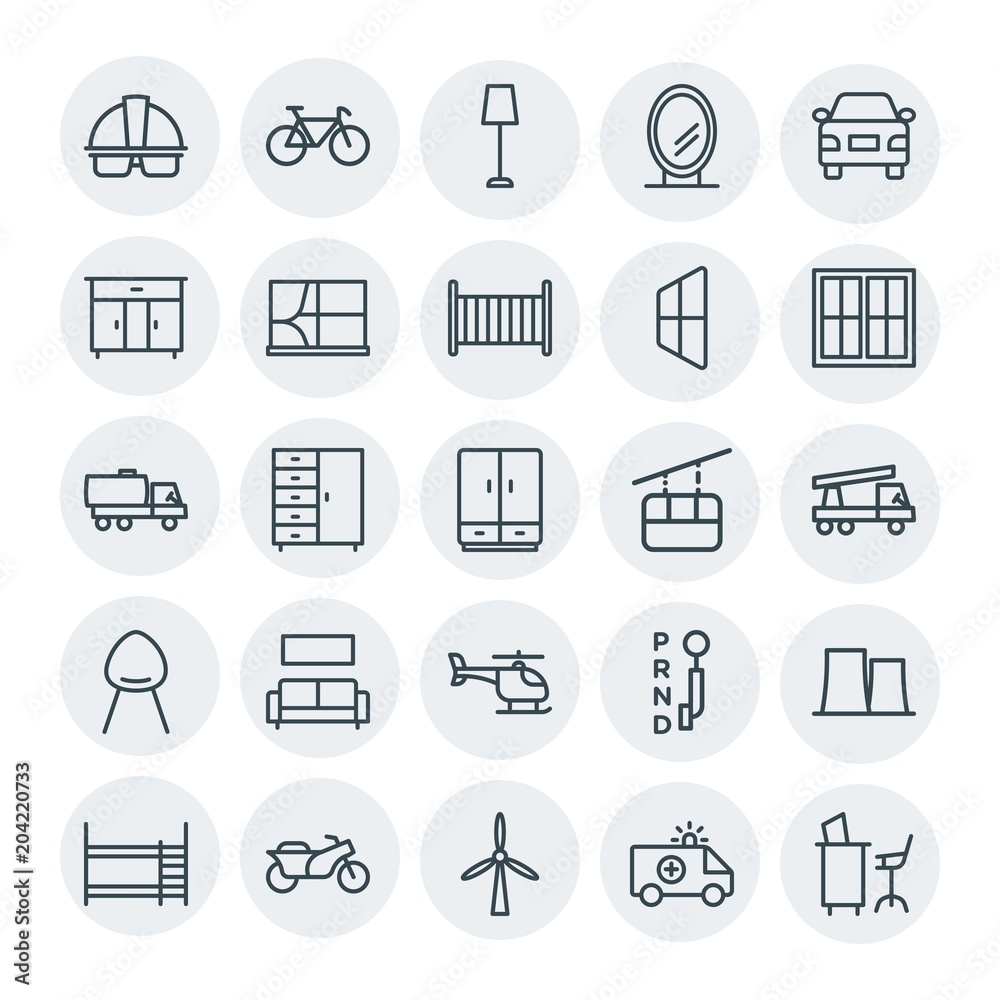 Modern Simple Set of transports, industry, furniture Vector outline Icons. Contains such Icons as  man,  turbine, helmet,  sport, desk, bunk and more on white background. Fully Editable. Pixel Perfect
