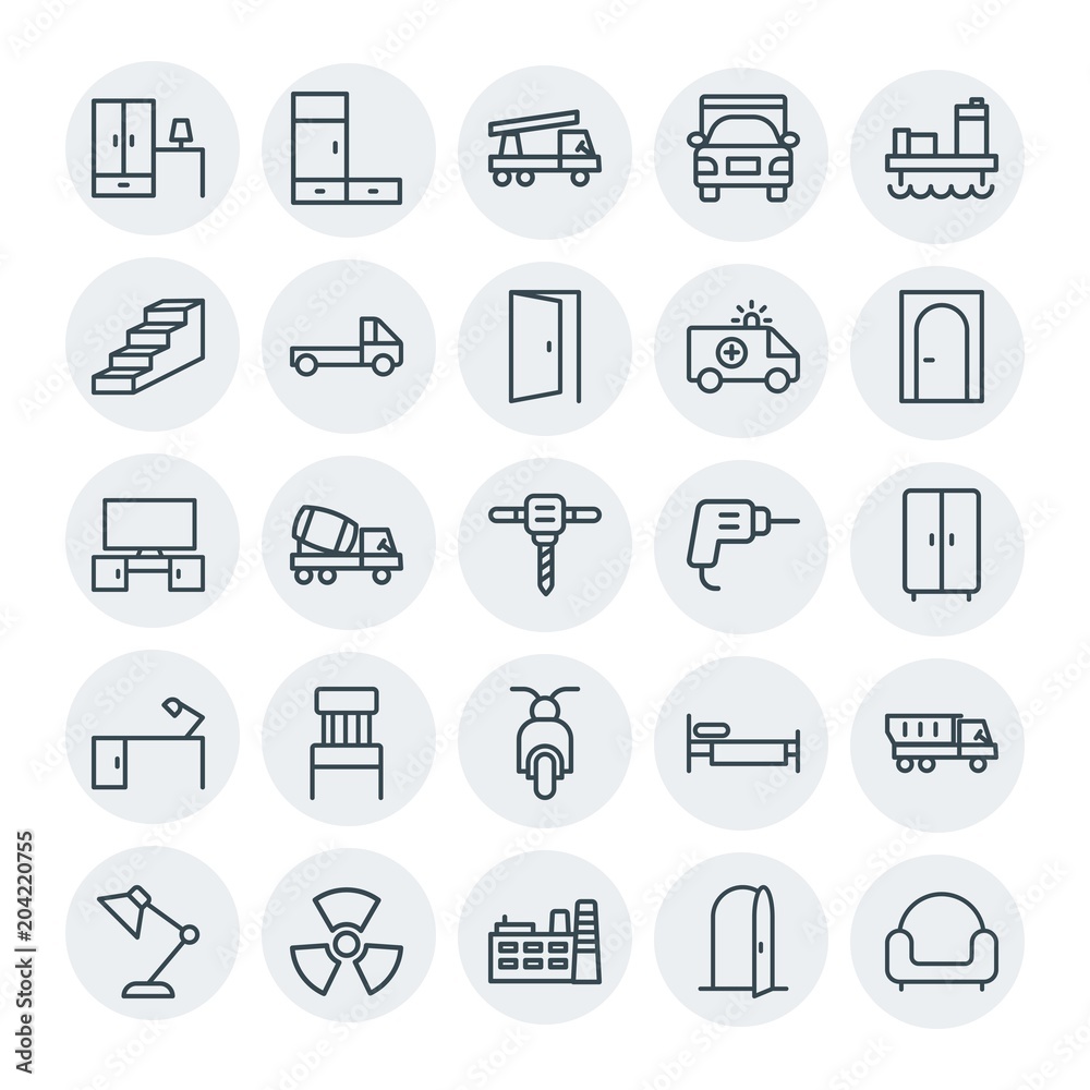 Modern Simple Set of transports, industry, furniture Vector outline Icons. Contains such Icons as construction, delivery, construction, up and more on white background. Fully Editable. Pixel Perfect Modern Simple Set of transports, industry, furniture Vector outline Icons. Contains such Icons as construction, delivery, construction, up and more on white background. Fully Editable. Pixel Perfect