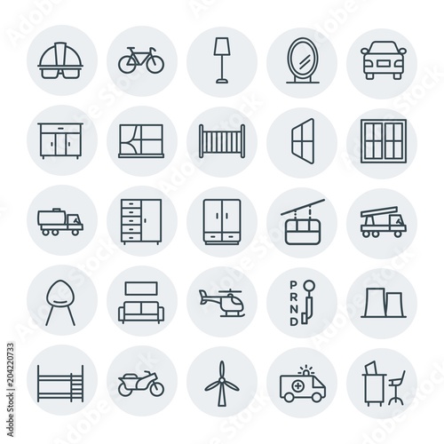 Modern Simple Set of transports, industry, furniture Vector outline Icons. Contains such Icons as man, turbine, helmet, sport, desk, bunk and more on white background. Fully Editable. Pixel Perfect
