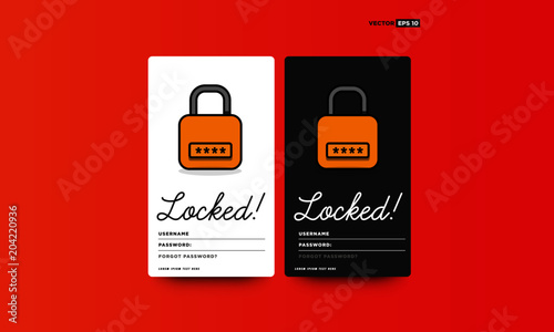 Locked Card with Username and Password Frields UX Design Vector Illustration photo