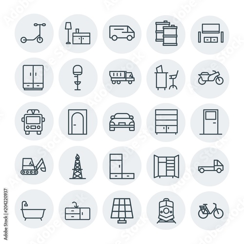 Modern Simple Set of transports, industry, furniture Vector outline Icons. Contains such Icons as travel, building, modern, white, fuel and more on white background. Fully Editable. Pixel Perfect