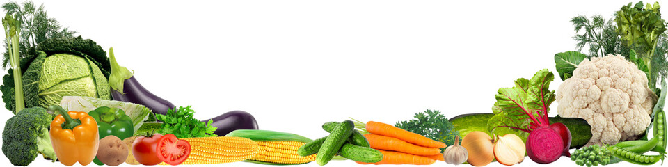 Papier peint photo Légumes Bannière variée de légumes croquants  © Mayboro
