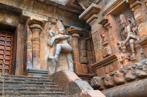 Chandesanugraha-murti and dwarapala, southern niche of the central shrine, Brihadisvara Temple, Gangaikondacholapuram, Tamil Nadu photo